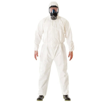Một loại áo khoác không dệt unisex bằng vải không dệt có cổ tròn và tay áo dài