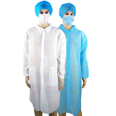 Màu xanh trắng SMS Áo khoác phòng thí nghiệm dùng một lần M / L / XL OEM